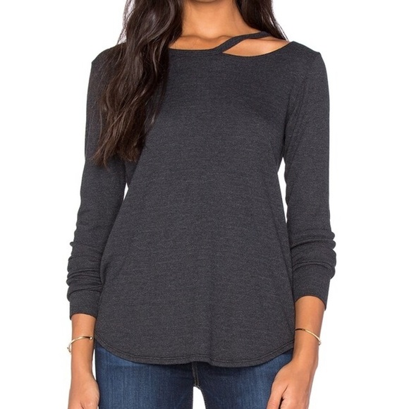 Revolve LNA Waffle Long Sleeve Desert Crew Top T-shirt Cut out Black Size XS - Picture 1 of 14